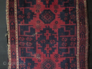 Baluch small rug. Circa late 19th. century. Some low pile areas. Size: 37.4" x 50.4" - 95 cm x 128 cm.            