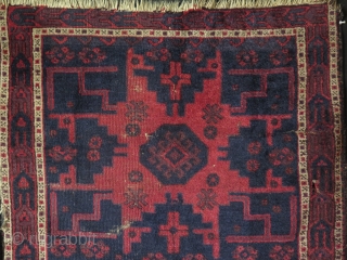 Baluch small rug. Circa late 19th. century. Some low pile areas. Size: 37.4" x 50.4" - 95 cm x 128 cm.            