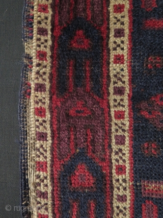 Baluch small rug. Circa late 19th. century. Some low pile areas. Size: 37.4" x 50.4" - 95 cm x 128 cm.            