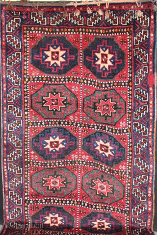 Kurdish rug. Early 20th century. Great pile and silky wool. Size: 59″ x 116″ - 151 cm x 294 cm.             