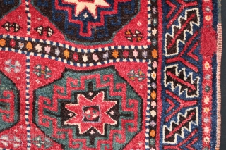 Kurdish rug. Early 20th century. Great pile and silky wool. Size: 59″ x 116″ - 151 cm x 294 cm.             