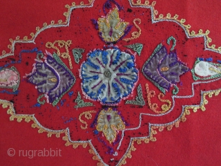 Persian Rashti duzi textile. Silk embroidery on banat. Size: 20" x 28" - 52 cm X 72 cm.               