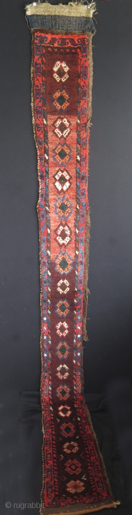 Karakalpak rug fragment. Size: 9" x 95" - 23 cm x 242 cm.                    