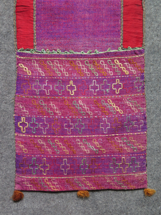 Central Asian Saddle Bag & Double Bag.

Silk embroidery on cotton. Some wears on the silk embroidered parts.

Size: 36 cm x 104 cm / 14 inches by 41 inches.

murathanantiques@gmail.com
     