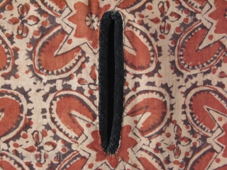 Kyrgyz Ceremonial camel or horse saddle cover. red dyed cotton fabric cut and sewn on felt with metallic yarn. velvet edging with wool madder dyed braided tassels. cotton printed backing. Size:   ...