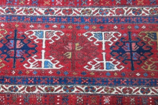 Shahsavan Heris region, wool on cotton pile bedding bag side panel. Mostlt natural colors, Circa 1920-1930s - size: 44" X 17" -- 113 cm X 44 cm      