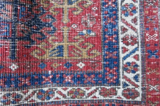 Shahsavan Heris region, wool on cotton pile bedding bag side panel. Mostlt natural colors, Circa 1920-1930s - size: 44" X 17" -- 113 cm X 44 cm      