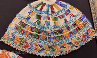 Syrian Durzi beaded hat collection. Glass beads on cotton.                        