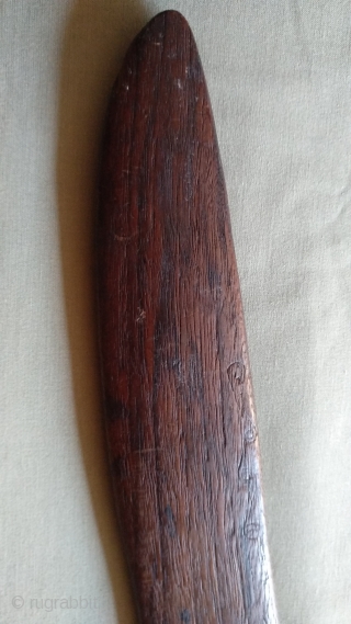 Anatolian-Turkmen wood weaving knife. Size 5 cm x 44 cm.                       