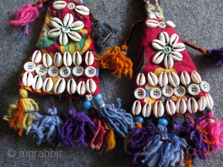 Anatolian two animal & tent bands decorated with shells and buttons.                      