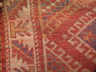 Antique West Anatolian Turkish Small Praying Carpet. 

Circa late 19th. century. It has worn areas from praying on it. 

Condition as it is found. 

Size: 36.5" x 48" - 93cm x 122cm.
 