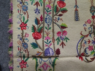 Antique Ottoman Silk and metallic yarn embroidered Felt Praying Mat.                       