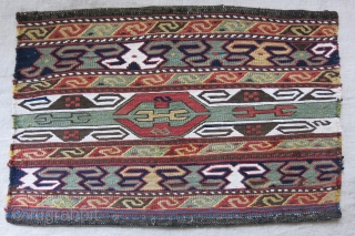 Caucasian beding bag end panel.Wool and cotton with natural colors. Circa 1900 or earlier size: 20" X 13.5" - 51 cm X 35 cm         