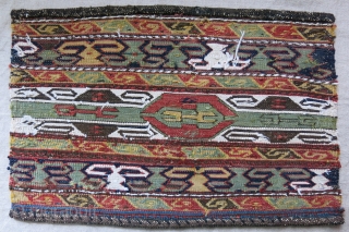 Caucasian beding bag end panel.Wool and cotton with natural colors. Circa 1900 or earlier size: 20" X 13.5" - 51 cm X 35 cm         