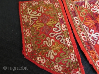 Chodor silk embroidered fragments. Size: 6.6" x 6.6" - 17 cm x 17 cm.                   