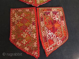 Chodor silk embroidered fragments. Size: 6.6" x 6.6" - 17 cm x 17 cm.                   