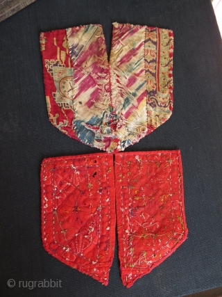 Chodor silk embroidered fragments. Size: 6.6" x 6.6" - 17 cm x 17 cm.                   