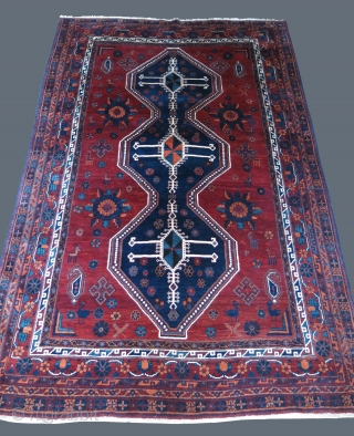 Afshar main rug,wool on cotton foundation, full pile, traditional designs with fine weave very saturated colors, it looks like Qashkai wool and dyes.!! Size :  120" X 76.5" - 305 cm  ...