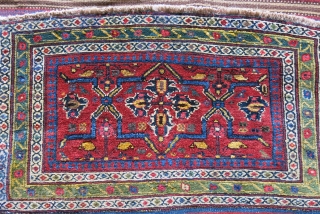 Afshar bedding bag - missing end panels. Saturated natural dyes and overall good pile and condition. A few small spot has repaired with old wool. Circa secodn half of 19th cent.Size :  ...