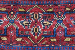 Afshar bedding bag - missing end panels. Saturated natural dyes and overall good pile and condition. A few small spot has repaired with old wool. Circa secodn half of 19th cent.Size :  ...
