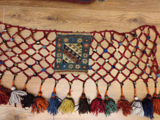 Shahsevan qashoqdan net, great condition.
l have posted one small Shahsevan bagface on it, to see the size.                