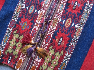 Southe Eastern Anatolia Marash Elbistan tribal grain bag - Chuval all wool with original side strap. Circa 1920 -1930 Size : 43" - 31" - 110 cm X 80 cm.   