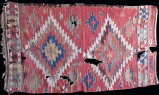 Konya kilim. Circa 19th century. Size: 43.7" x 79.5" - 111 cm x 202 cm.                  