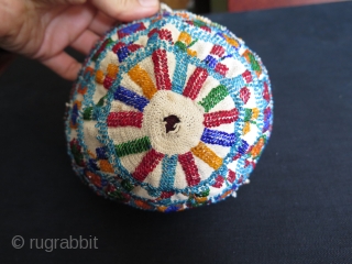 Syrian Durzi beaded hat. Glass beads on cotton.                         