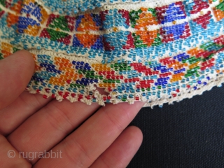 Syrian Durzi beaded hat. Glass beads on cotton.                         