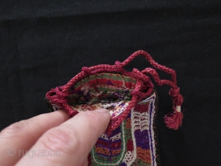 Persian silk embroidered mini bag & pouch.

Size: 3.5" x 4.7" -  cm x 12 cm                 