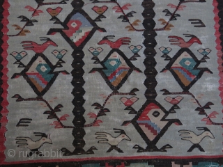 Balkan kilim. Some worn areas as can be seen on photos. Size 39.3" x 114" - 100 cm x 290 cm.            