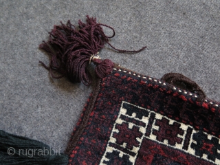 Baluch double sided pile bag with original tassels. Size of the bag itself is; 14.9" x 16.5" - 38 cm x 42 cm. Tassels are about 7.8" - 20 cm long.  