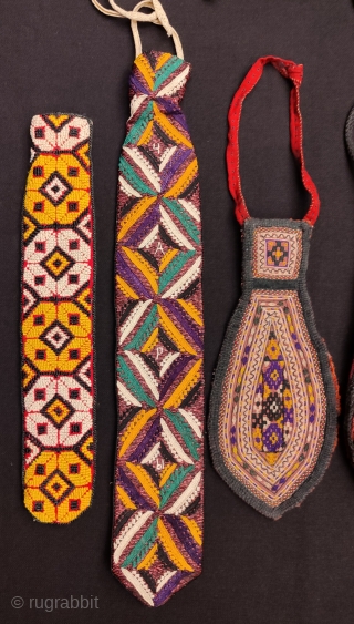 Collection group of neck ties from Turkmenistan, Uzbekistan and Takikistan.                       