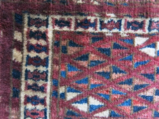 Turkmen Yomud torba, Open to right Asymmetrical knot, 14" X 8.5" - 36 cm X 22 cm                