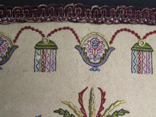 Antique Ottoman Praying Felt Rug. Wool, Silk and metallic embroidery on felt. Circa 1900.

Some small moth damages and stains.

Size: 38.6" x 63" - 98 cm x 160 cm.     