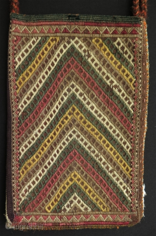 Turkmen Yomud kilim igsalyk. In great condition. Size: 12.9" x 8.6" - 33 cm x 22                 