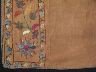 Bokhara Joynamaz. Silk embroidery on dyed karboz / hand loomed cotton. Saturated natural colors. Size: 31" x 51" -79 cm x 130 cm.          