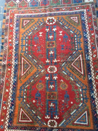 Central anatolian Konya rug.Has Some old restoration.Good naturel colors.size is:205x130cm                       