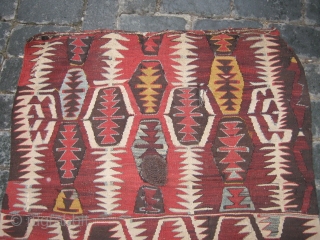 South-East Anatolian Mut Kilim.Naturel colors,one end border missing.217x100cm                         