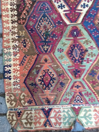 South-east Anatolian Adana Kilim.Small size.All naturel colors.Needs repair.                         