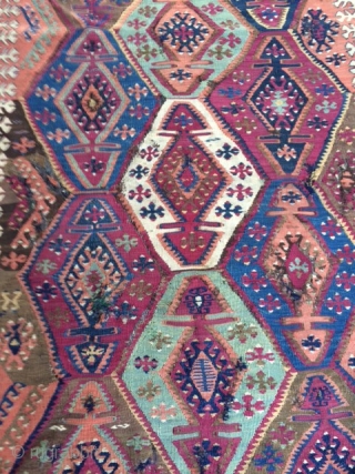 South-east Anatolian Adana Kilim.Small size.All naturel colors.Needs repair.                         