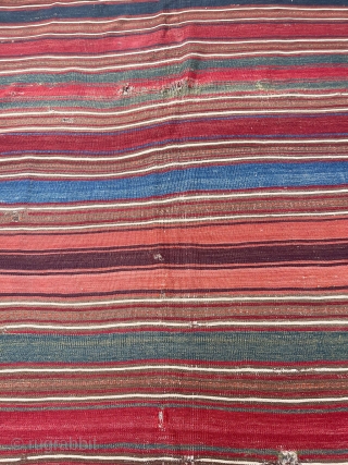 An old Central Anatolian Keçimuhsine Stripe Kilim with fantastic naturel colors.145x390CM                      
