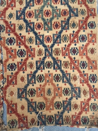 Central Anatolian old fragment cicim.Wool on cotton                          