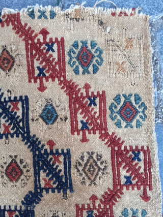 Central Anatolian old fragment cicim.Wool on cotton                          