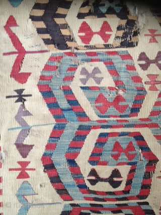 Central Anatolian Kilim fragment.180x80cm.İt is 180-200 years old.                         