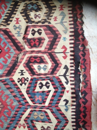 Central Anatolian Kilim fragment.180x80cm.İt is 180-200 years old.                         