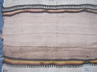 Touros mountain Kilim with camel wool stripes.Warps are goat hair.                       