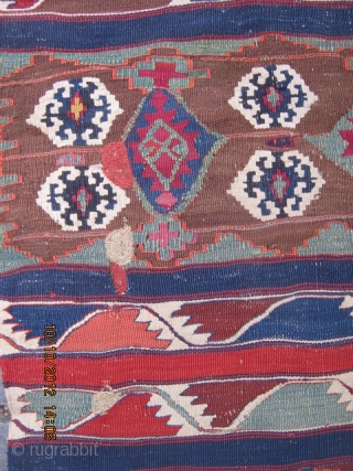 East Anatolian fragment kilim.About 130-140 years old and with all naturel colors.116x85cm                     