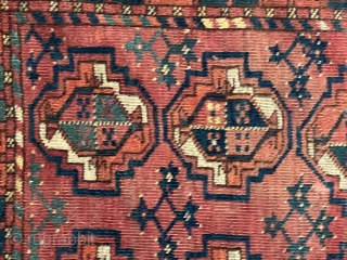 An early, possibly Kizyl Ayak Ersari chuval fragment perhaps from the late 18th century missing a column of guls with a rare and early border, unusual elem and minor guls   