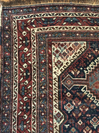 Striking Antique Southwest Persian Afshar rug. All colors derived from natural dyes. Good condition with a few areas of low pile (see image no. 4). ends complete and stabilized. Nice blues and  ...